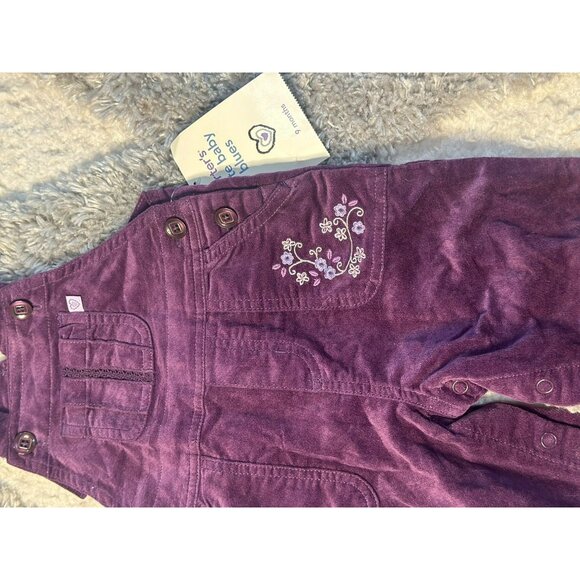 VTG Carter's 9M Purple Corduroy Overalls | Embroidered Floral Baby Jumpsuit - Picture 3 of 8